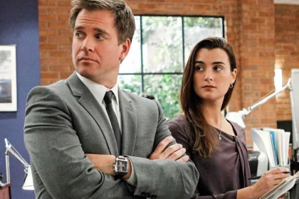 Michael Weatherly as Tony DiNozzo and Cote de Pablo as Ziva David, standing together with their arms crossed