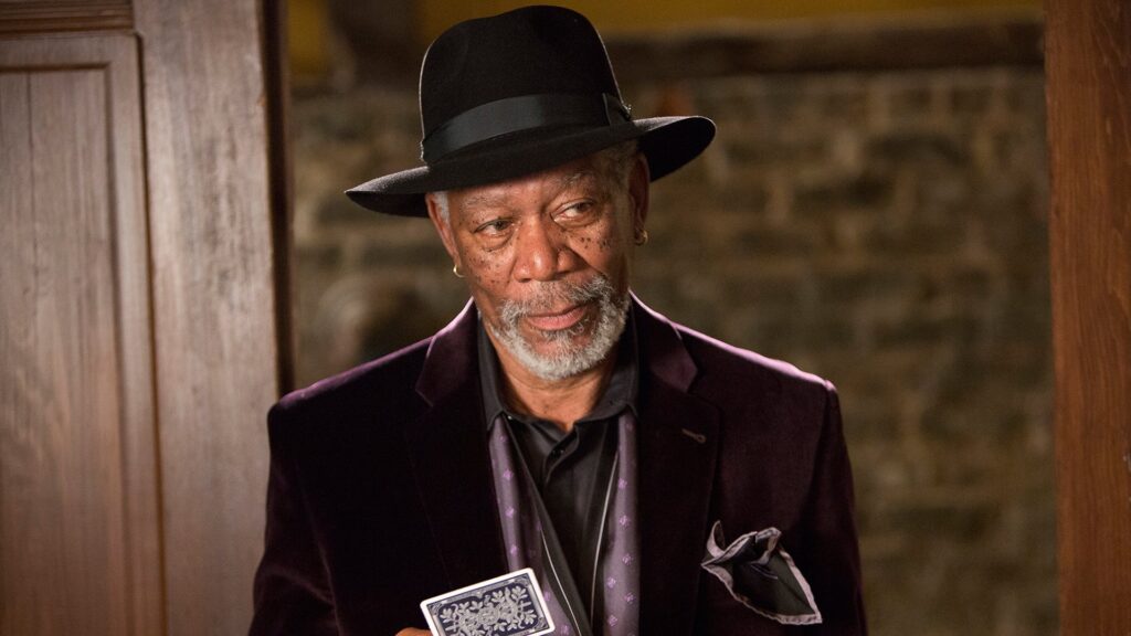 Movie still from Now You See Me (2013) featuring Morgan Freeman as Thaddeus Bradley.